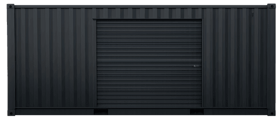Black-painted shipping container